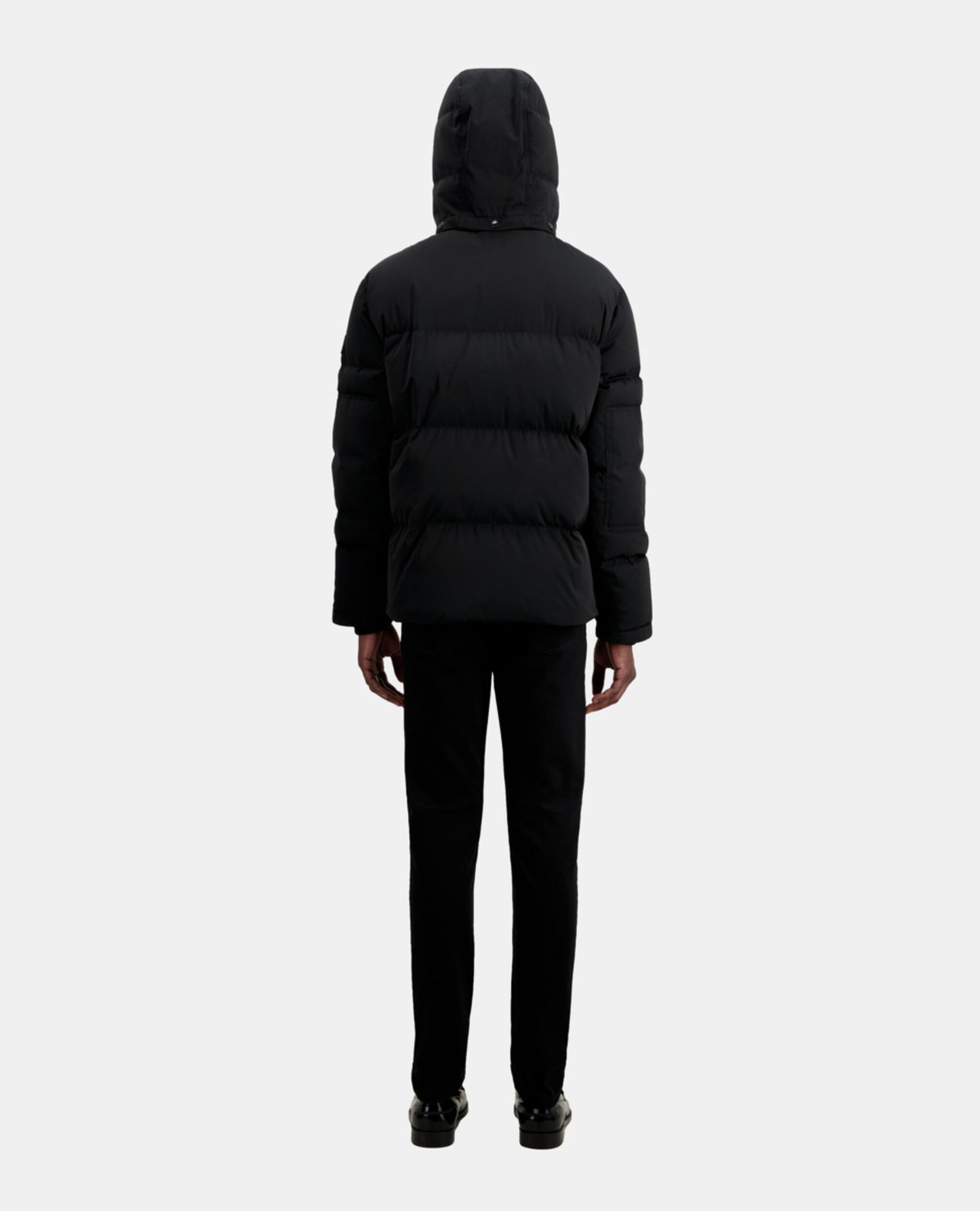 Black hooded puffer jacket, BLACK, hi-res image number null