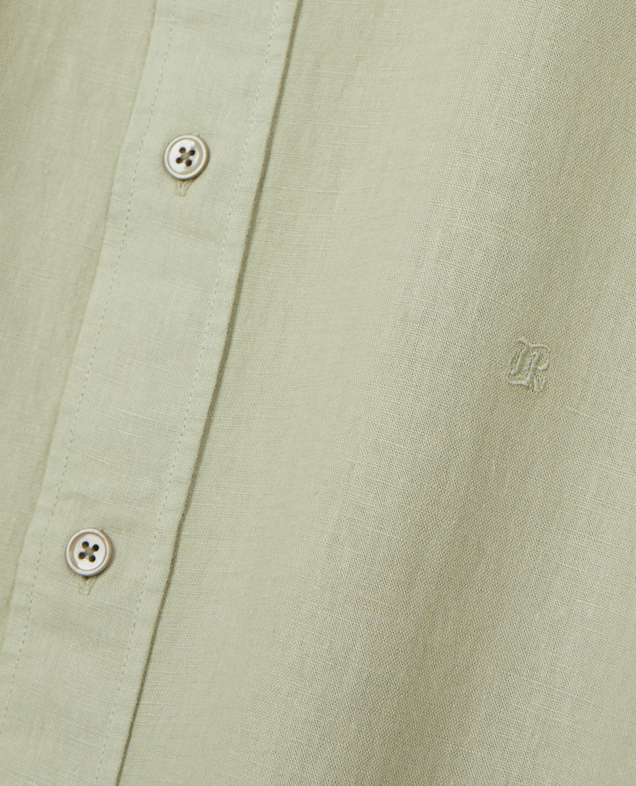 Hellgrünes Hemd aus Baumwolle und Leinen, KAKI GREY, hi-res image number null