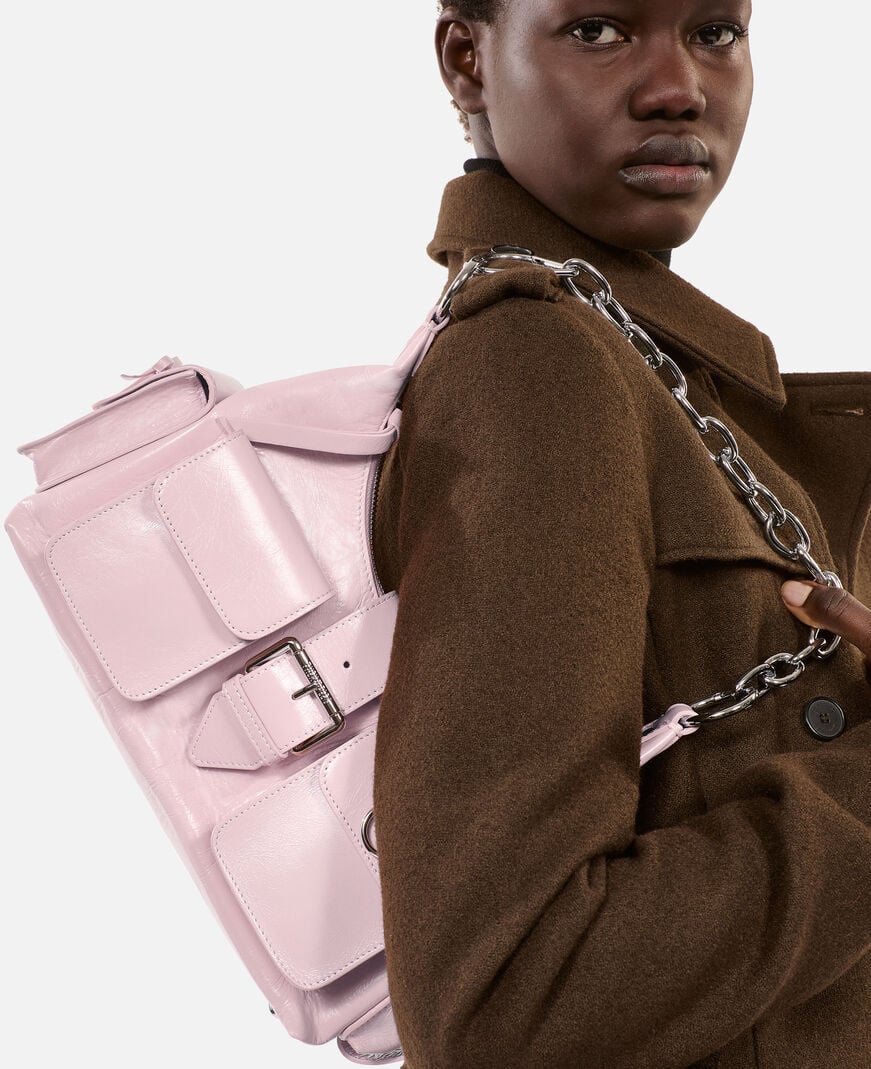 The Kooples WOMEN PINK pink vintage treatment leather amelia chain bag