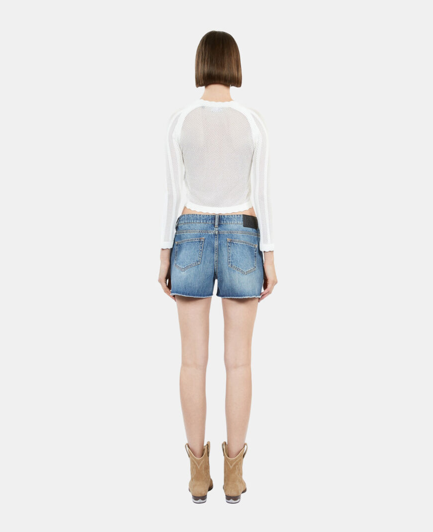 The Kooples WOMEN WHITE short white openwork knit cardigan