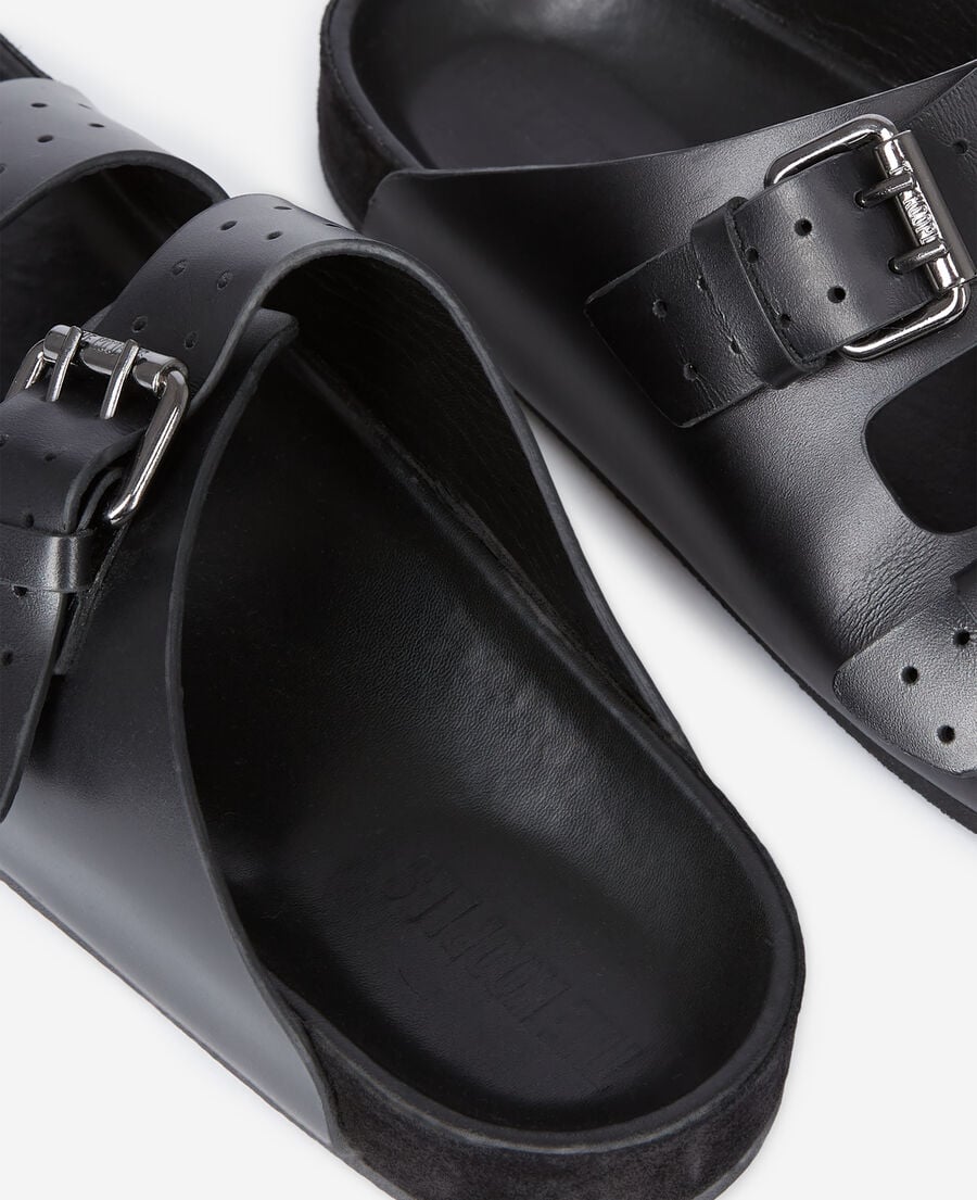 The Kooples H BLACK black leather sandals
