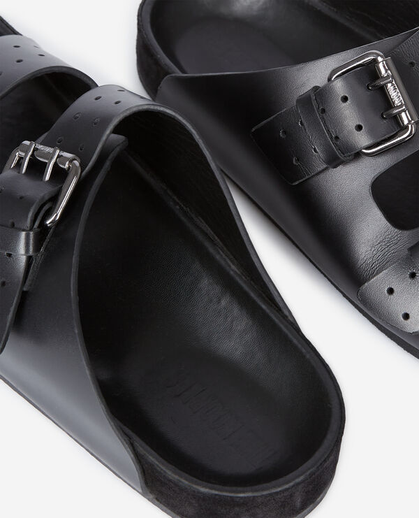 The Kooples HERREN BLACK schwarze ledersandalen