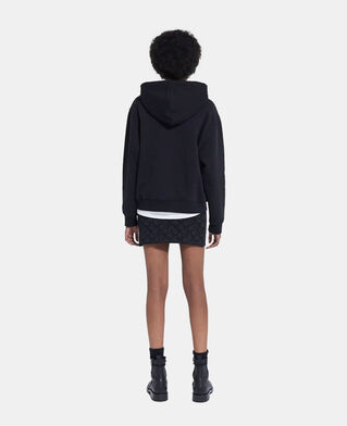 The Kooples F BLACK DARK GREY short black skirt with the kooples logo