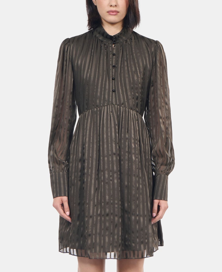 The Kooples DAMEN KAKI kurzes, khakifarbenes seidenkleid