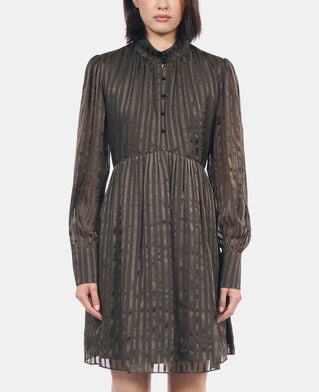 The Kooples DAMEN KAKI kurzes, khakifarbenes seidenkleid