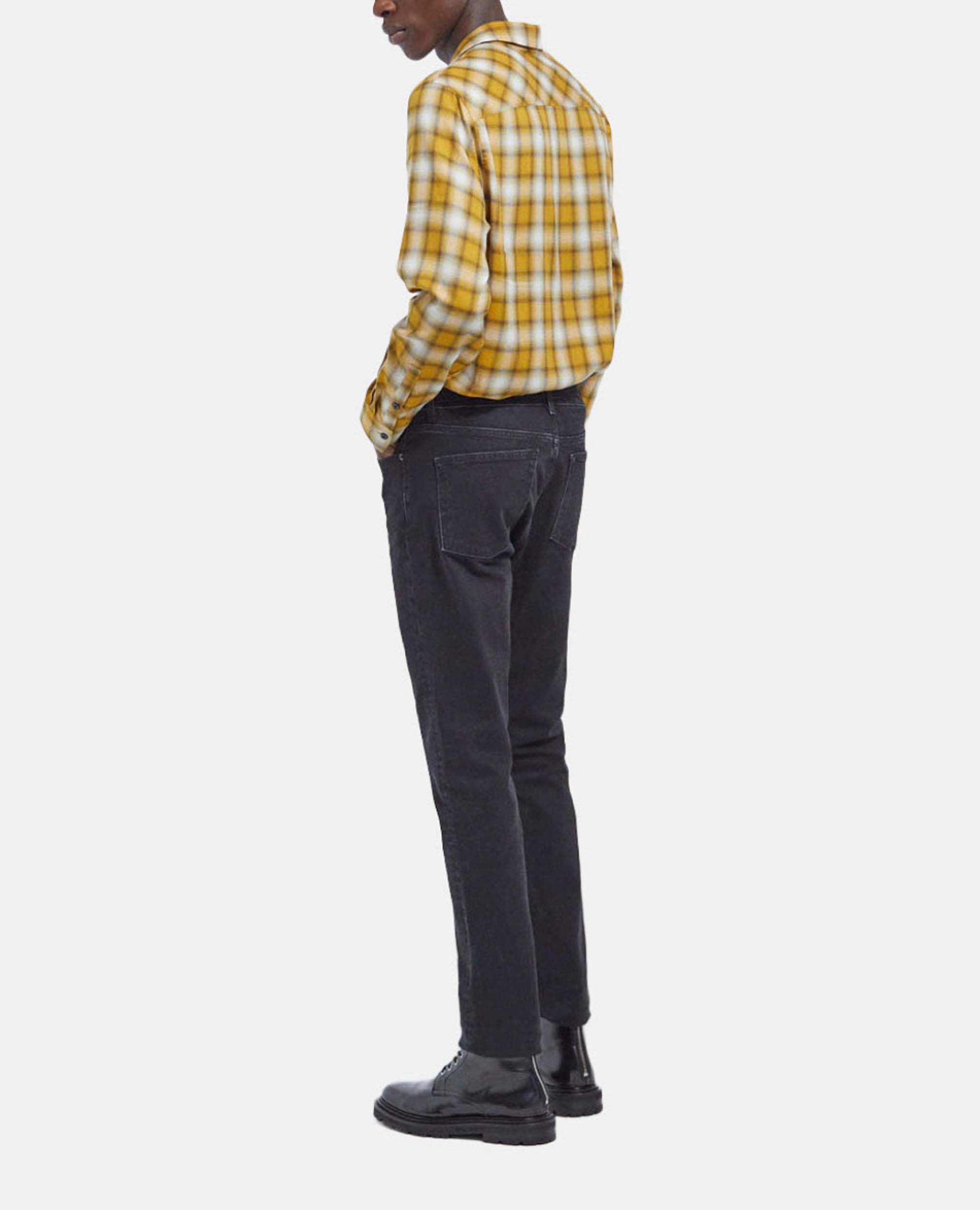 Yellow cotton shirt with contrasting motif, YELLOW, hi-res image number null