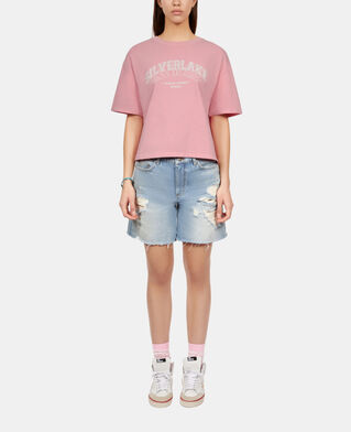 The Kooples F SWEET PINK light pink t-shirt with silverlake serigraphy