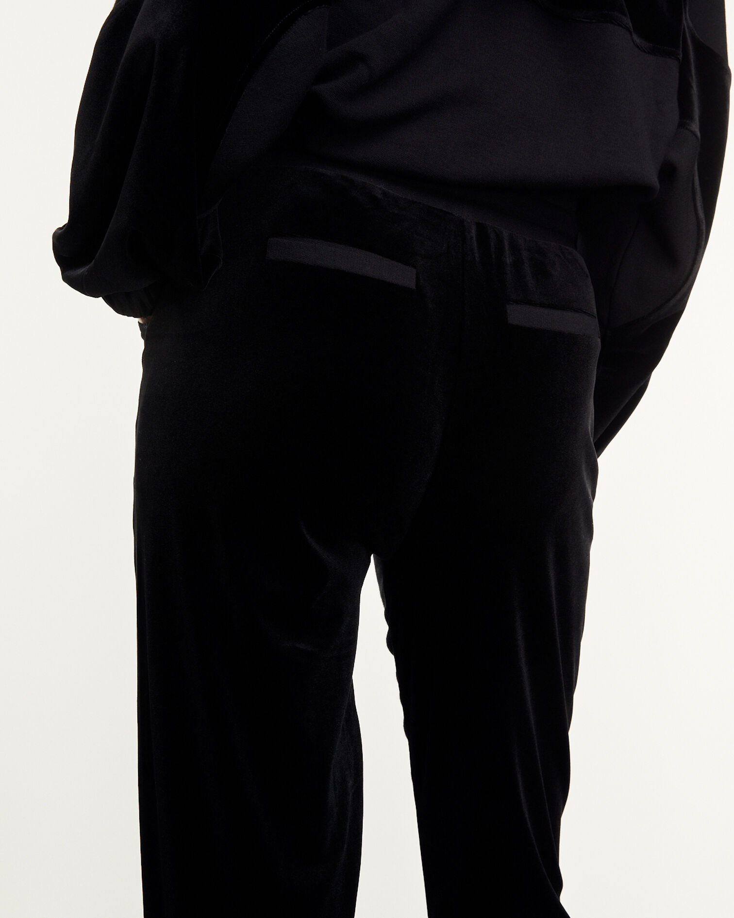 Black dual-fabric joggers with zip, BLACK, hi-res image number null