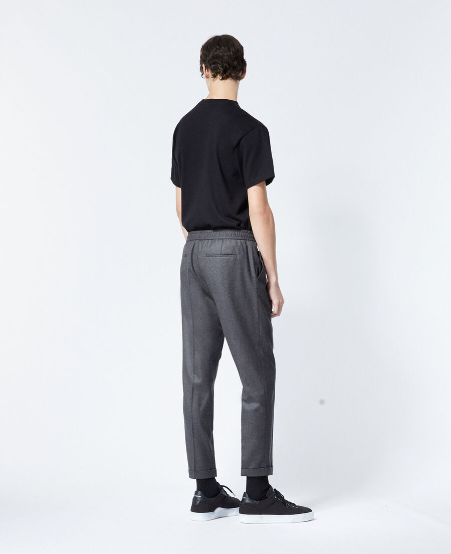 pantalon laine gris à élastique