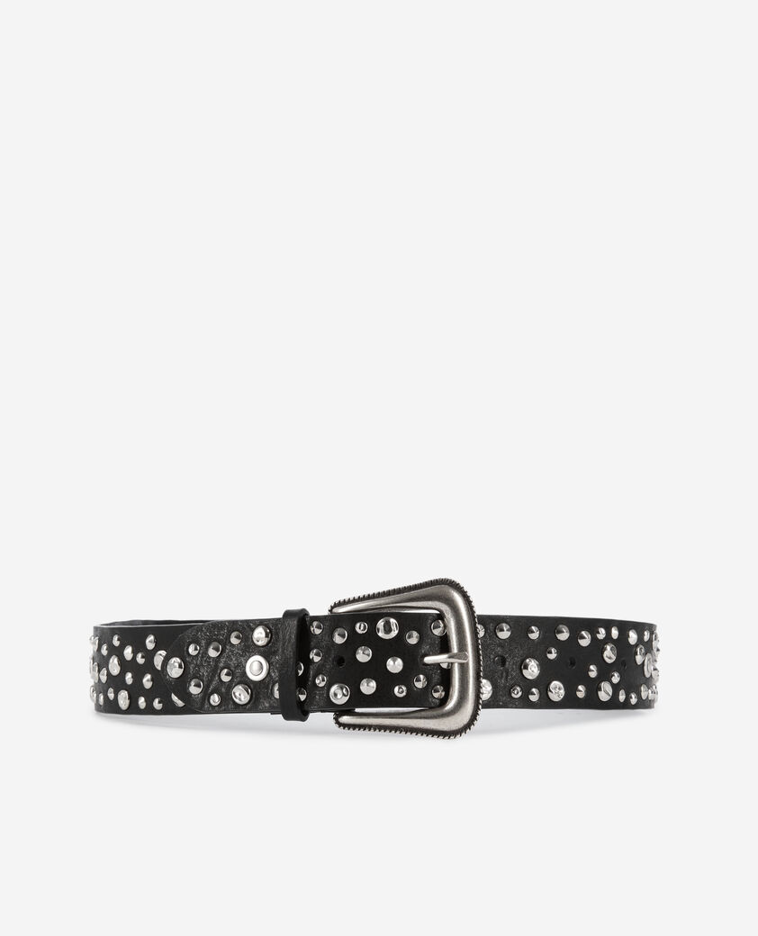 The Kooples WOMEN BLACK black leather belt with studs