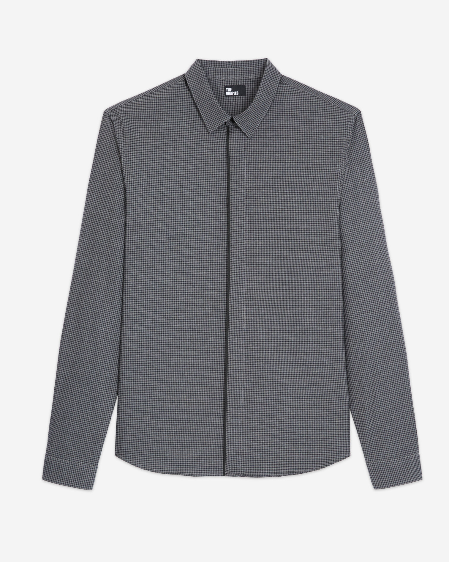 Chemise col classique grise à carreaux, DARK GREY, hi-res image number null