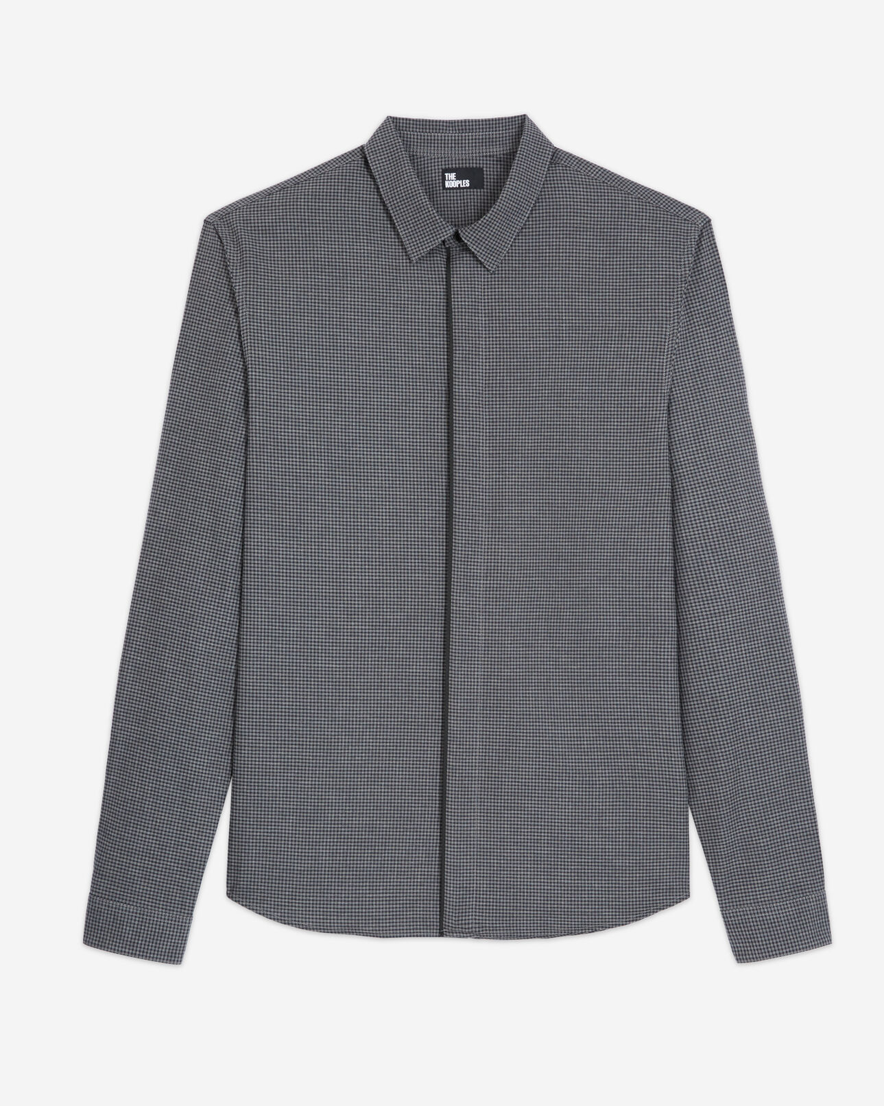 The Kooples HOMME DARK GREY chemise col classique grise à carreaux
