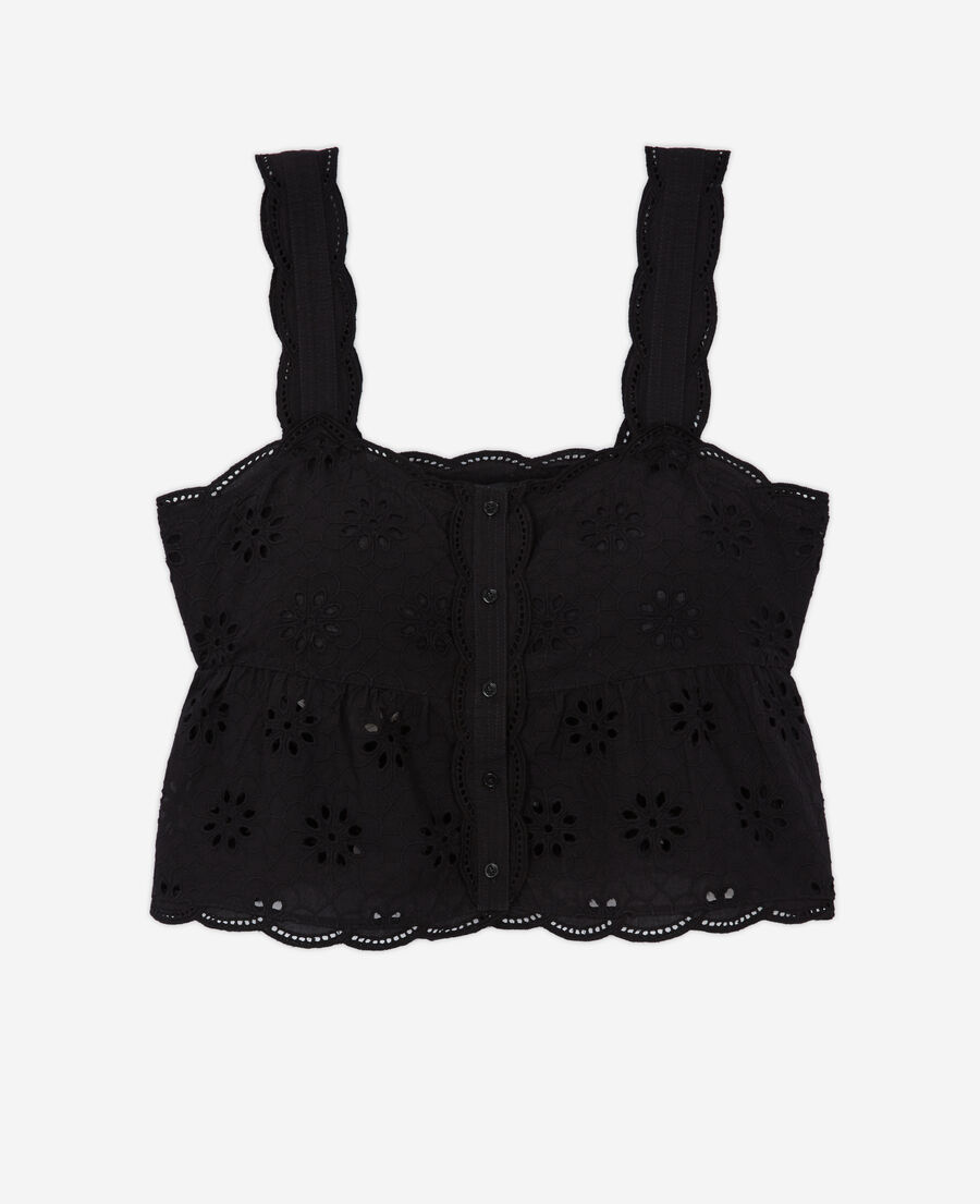 short black top with broderie anglaise
