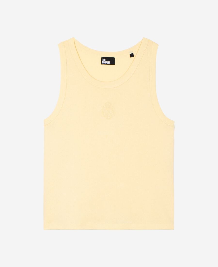 The Kooples DAMEN LIGHT YELLOW tanktop aus baumwolle mit gelbem wappen