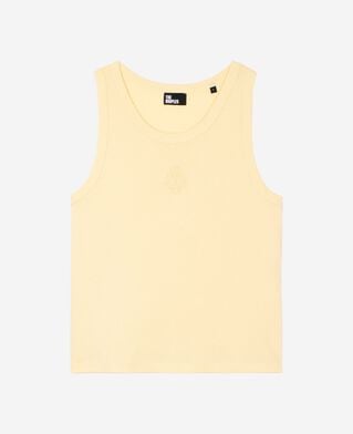The Kooples DAMEN LIGHT YELLOW tanktop aus baumwolle mit gelbem wappen