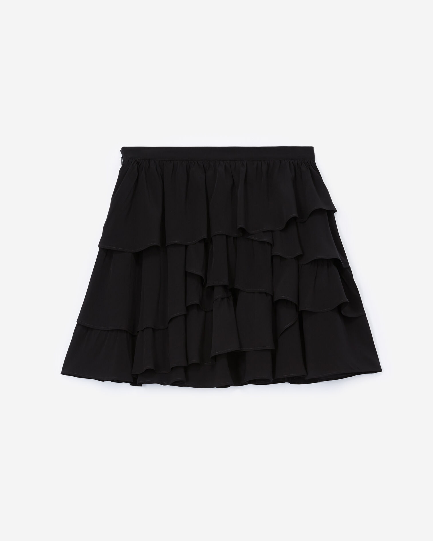 Short flowing frilly black skirt, BLACK, hi-res image number null