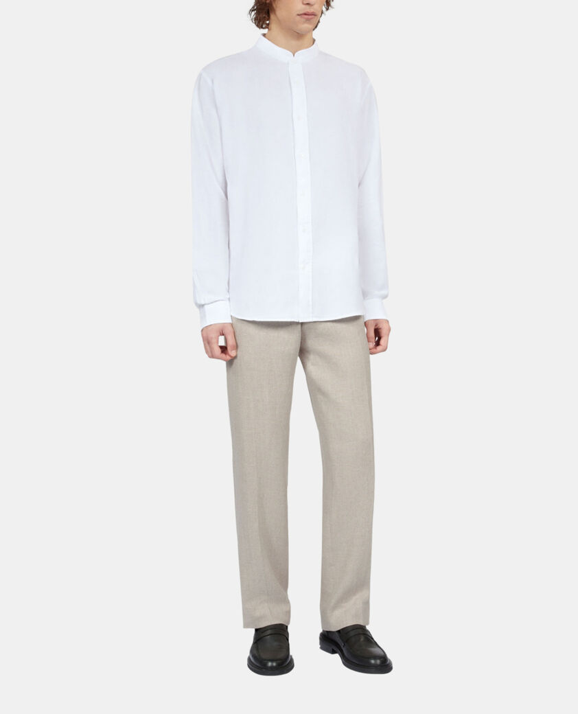 The Kooples HOMME WHITE chemise en coton et lin blanche