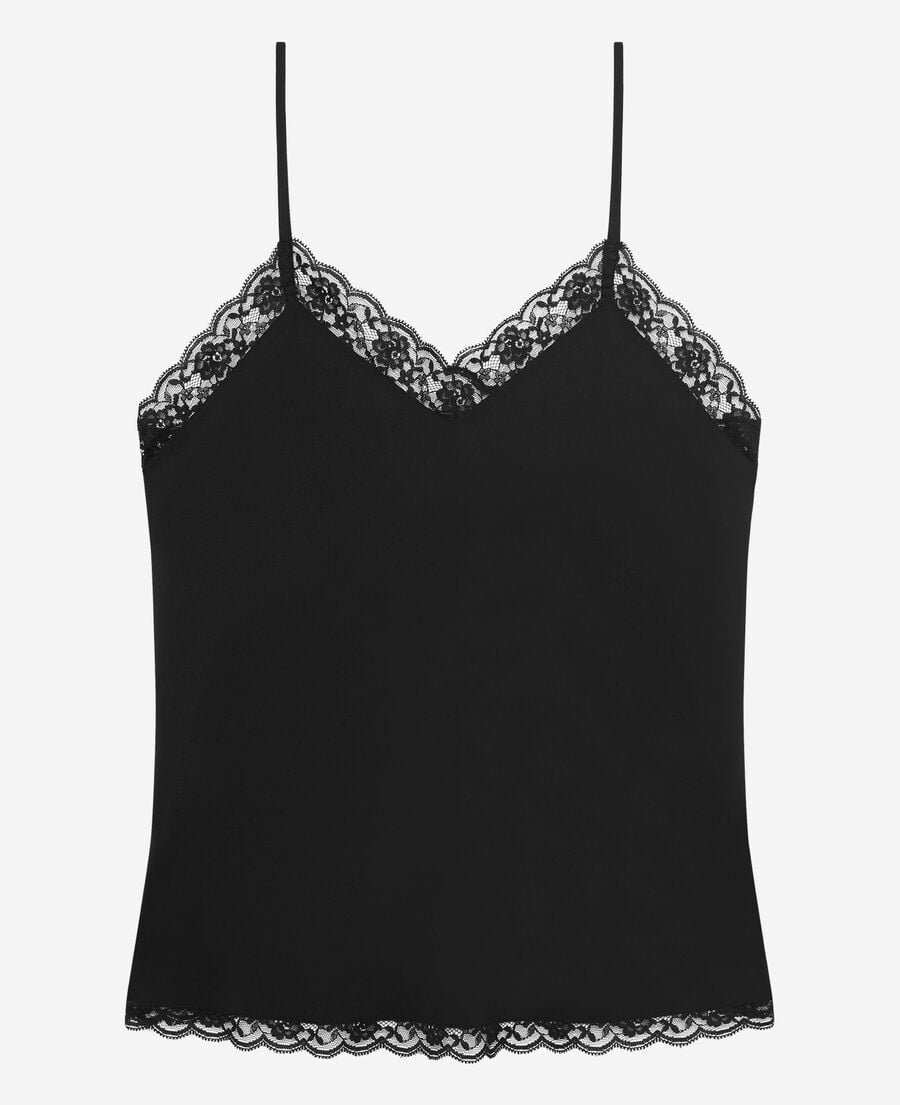 The Kooples WOMEN BLACK black silk and lace camisole