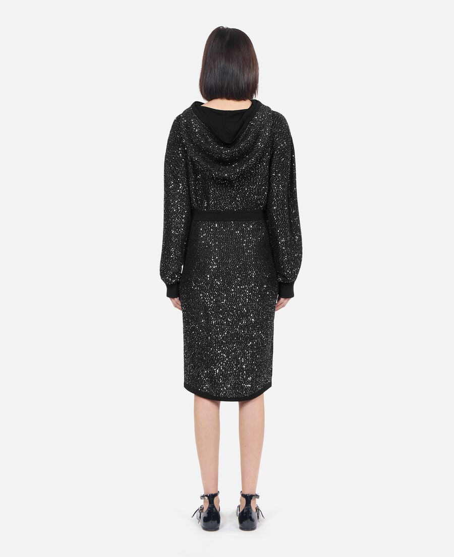 The Kooples FEMME BLACK jupe mi-longue &agrave; sequins noire