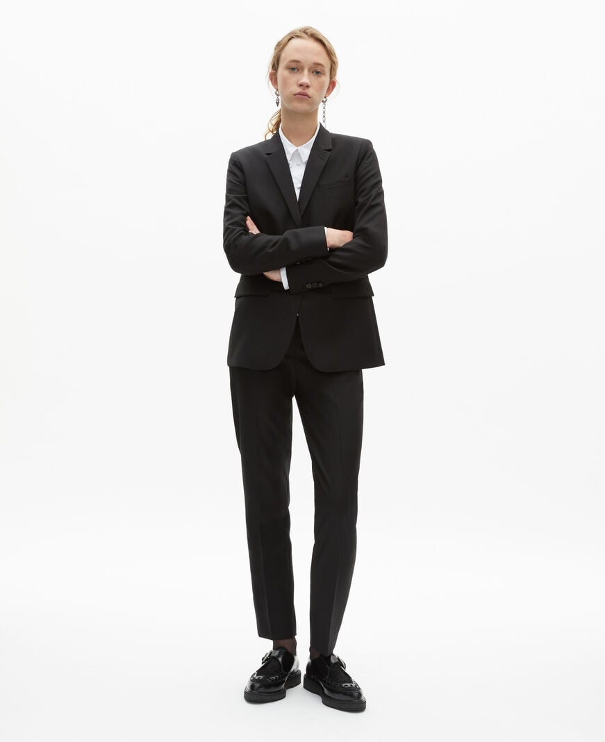 The Kooples FEMME BLACK veste tailleur en laine coupe cintrée noire