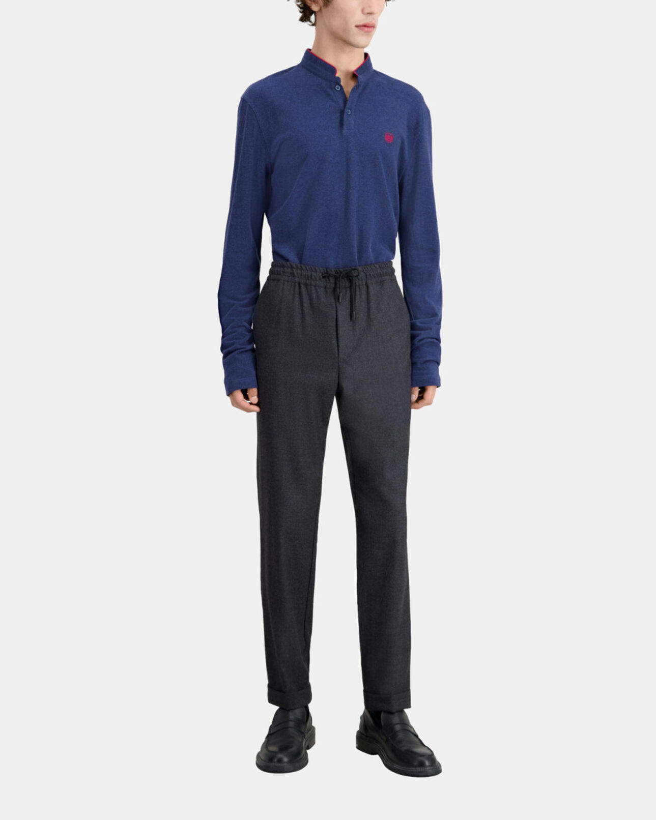 The Kooples HOMME DARK GREY pantalon gris en flanelle