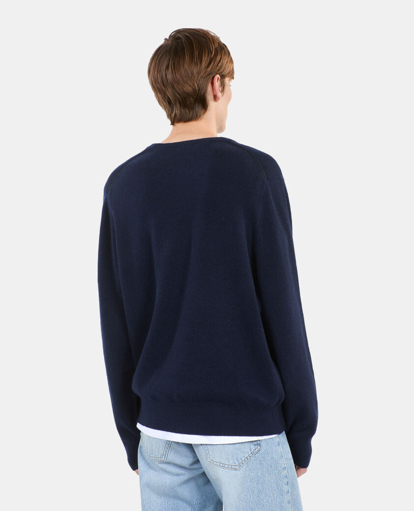 The Kooples HOMME NAVY pull en cachemire bleu marine