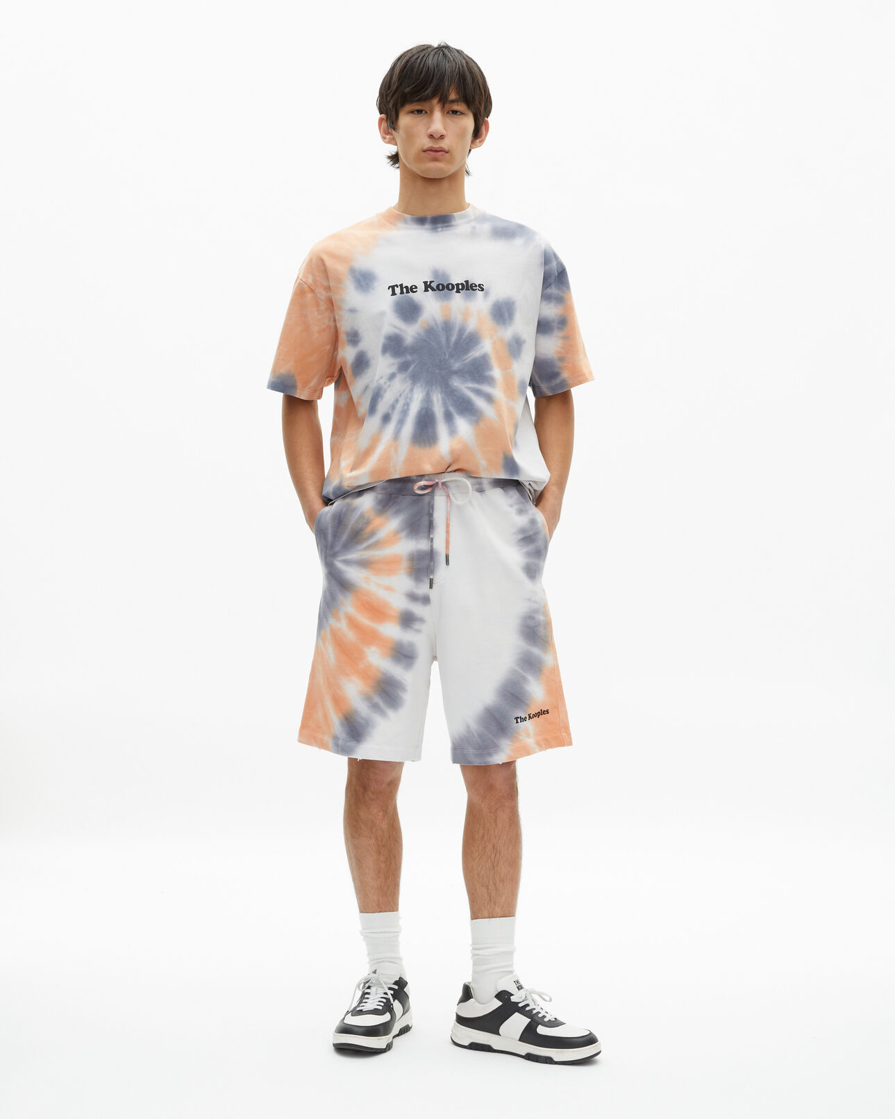 The Kooples MEN NEW LIGHT BLUE blue tie and dye t-shirt