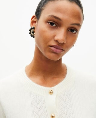 The Kooples F LIGHT BEIGE ecru cashmere cardigan