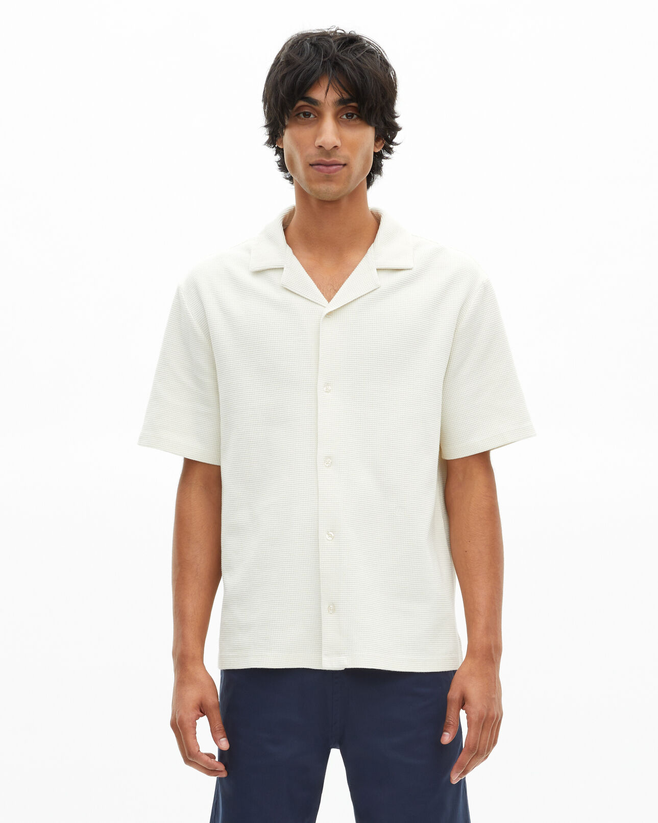 The Kooples MEN ECRU ecru honeycomb short-sleeve shirt