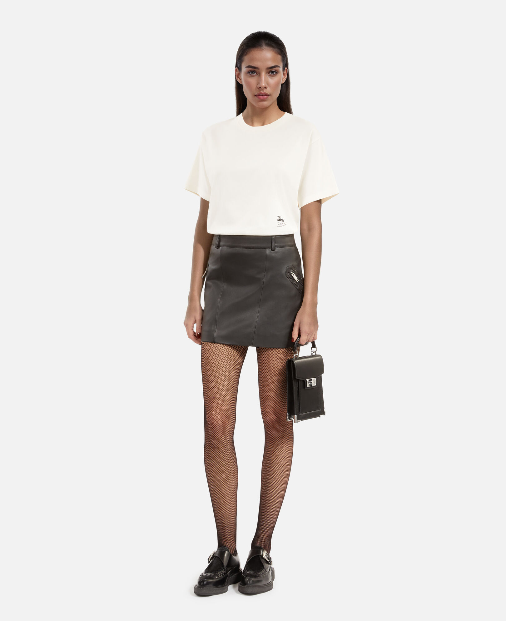 The Kooples DAMEN ECRU ecrufarbenes t-shirt mit siebdruck