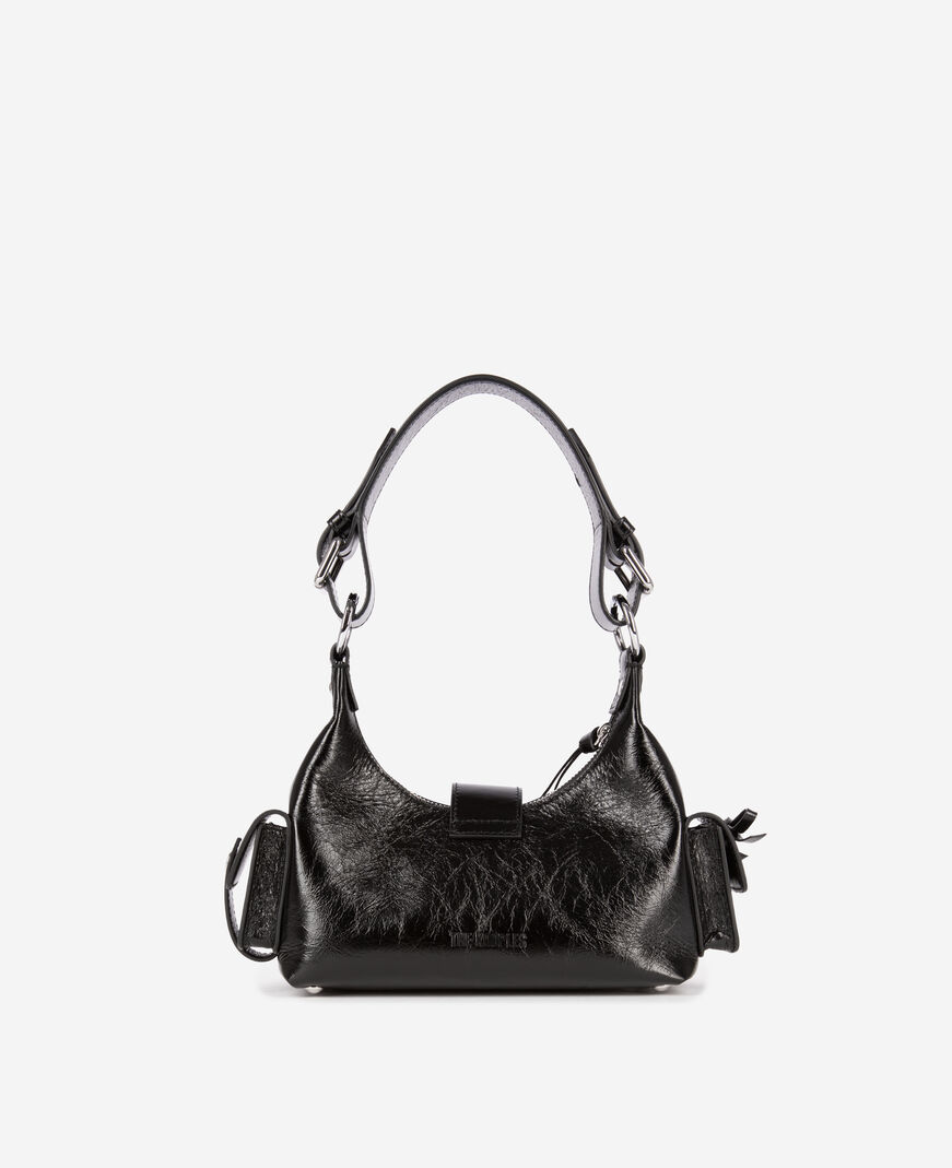 The Kooples DAMEN BLACK kleine amelia-tasche aus schwarzem cracked-leder