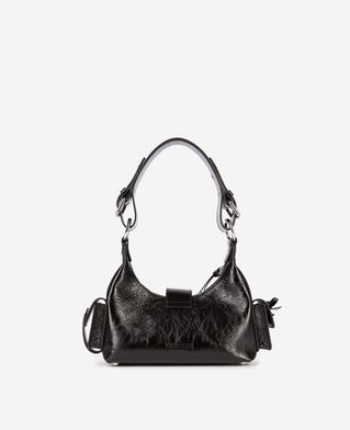 The Kooples DAMEN BLACK kleine amelia-tasche aus schwarzem cracked-leder