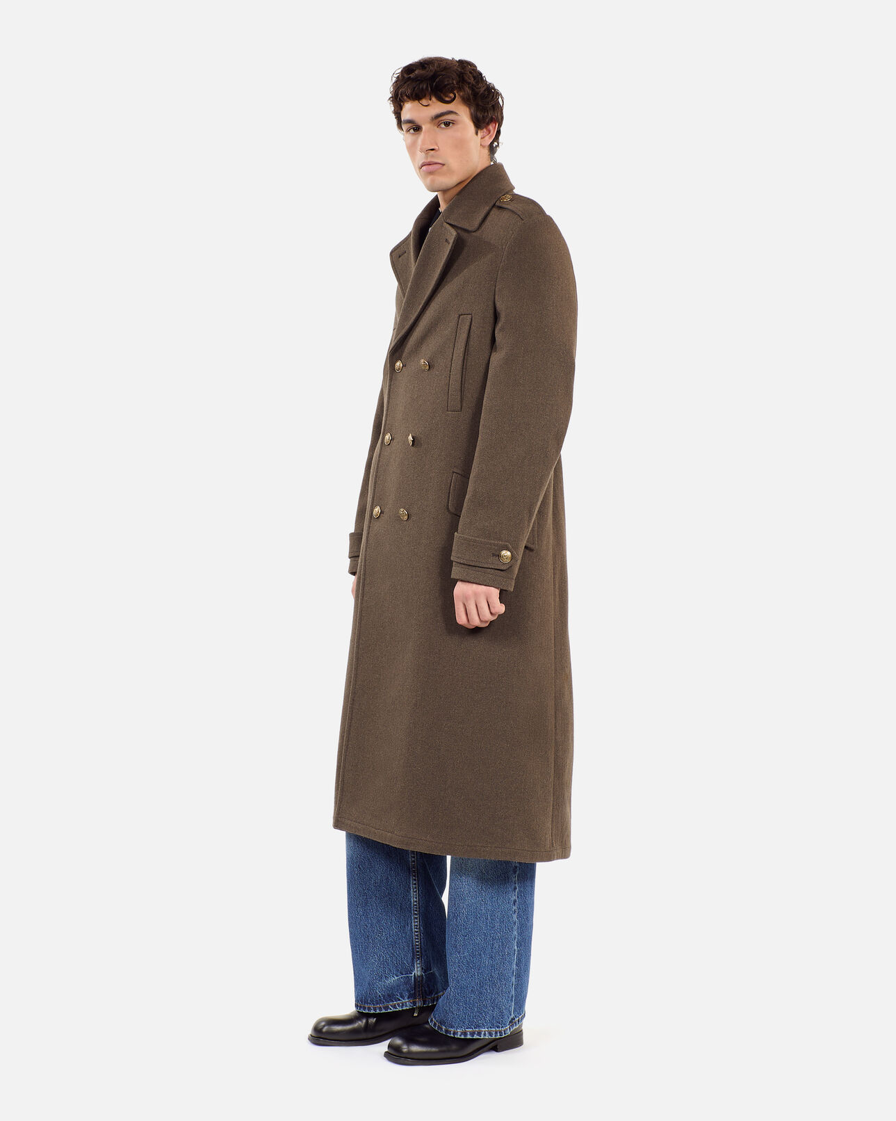 The Kooples HOMME KAKI manteau long style officier kaki