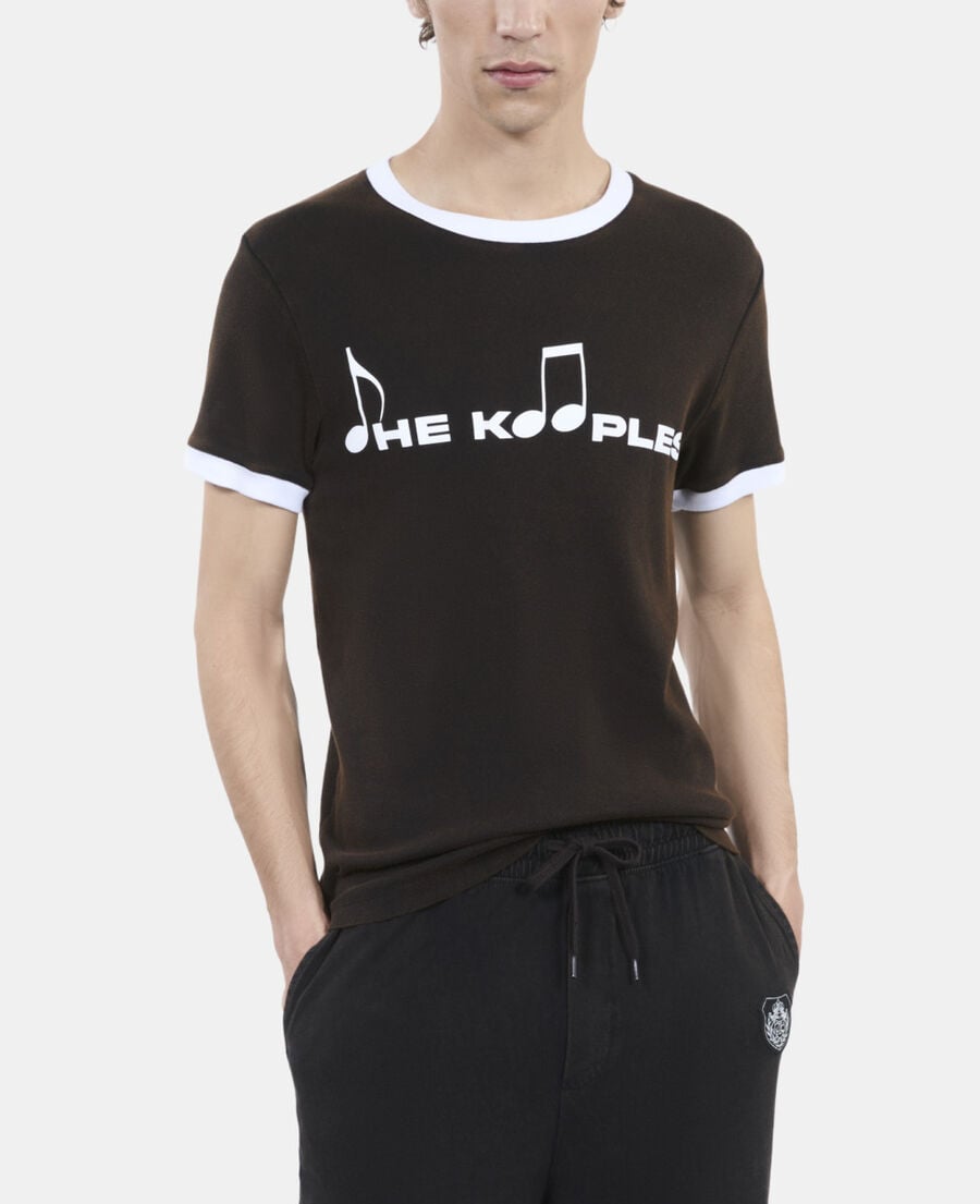 The Kooples HERREN BLACK WASHED schwarzes t-shirt mit siebdruck