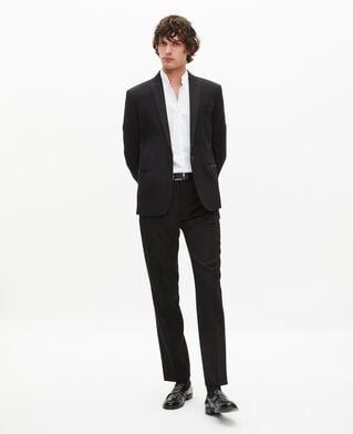 The Kooples MEN BLACK black slim fit satin detail tuxedo jacket