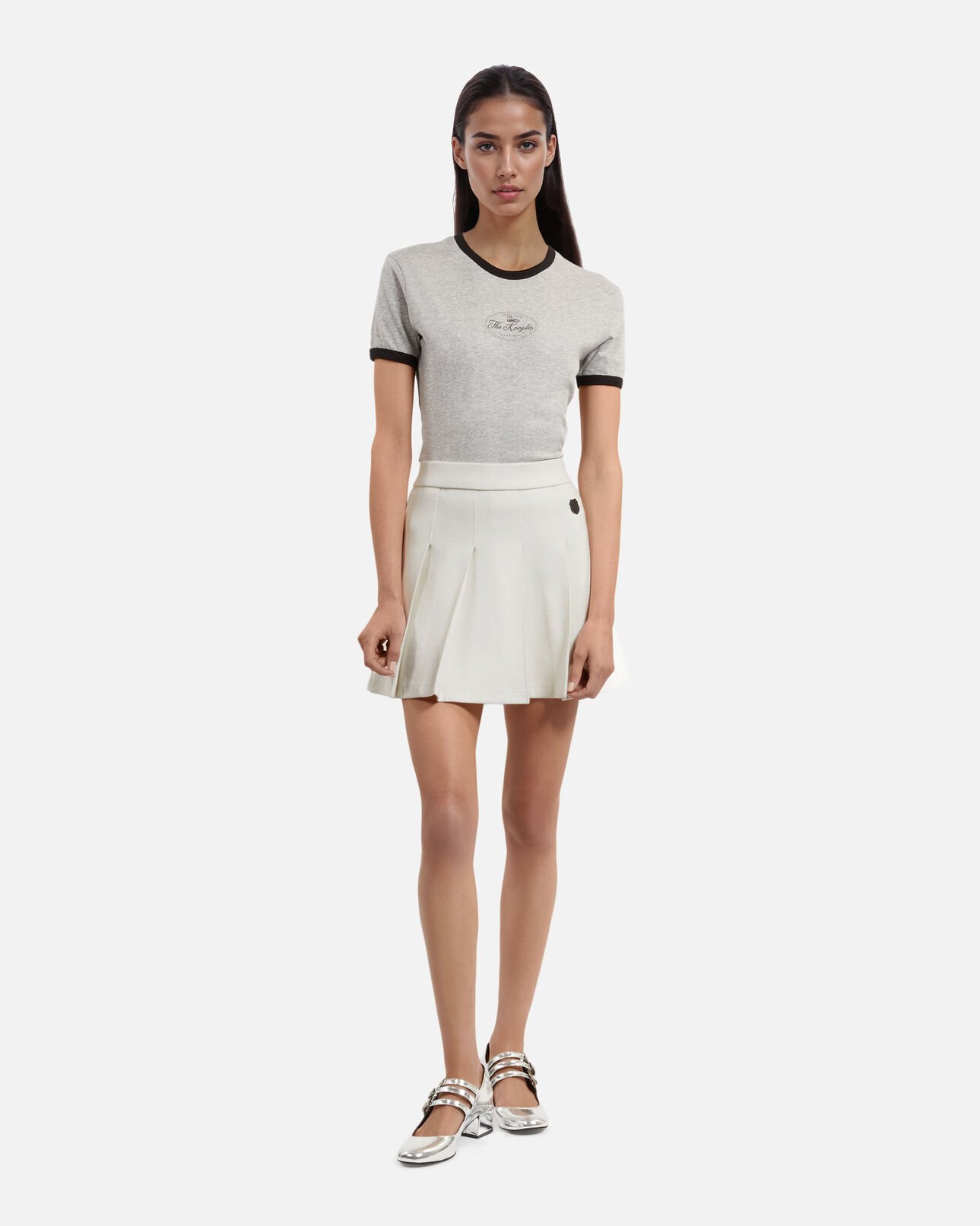 The Kooples MUJER ECRU falda corta plisada de color crudo