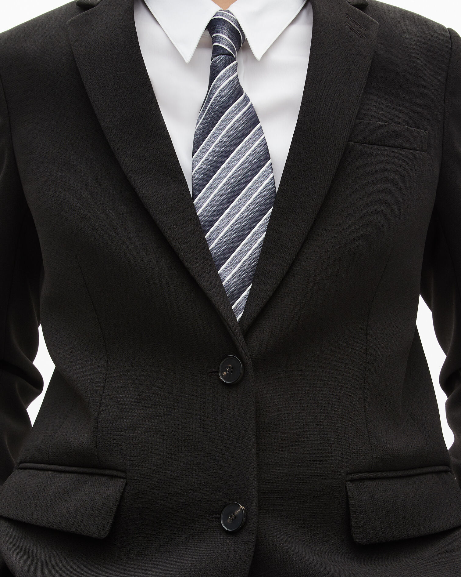 Black crêpe suit jacket straight cut, BLACK, hi-res image number null