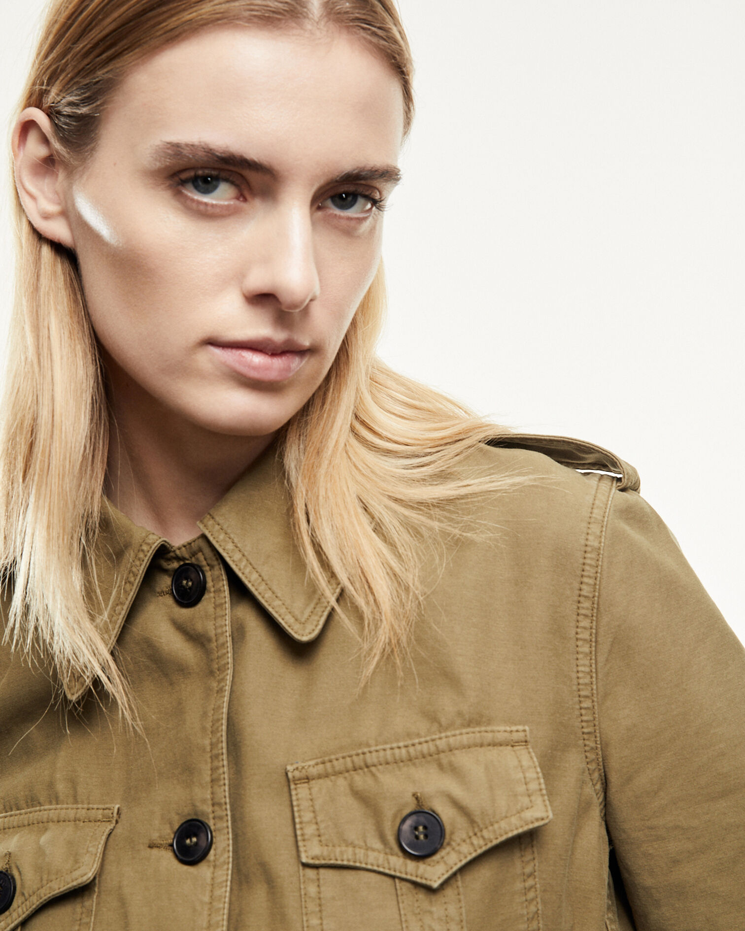 Buttoned cotton khaki jacket with pockets, MILITARY KAKI, hi-res image number null