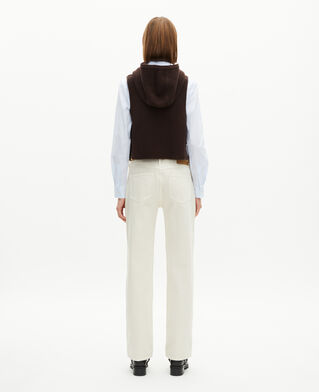 The Kooples WOMEN CHOCOLATE brown wool and cotton sleeveless sweater
