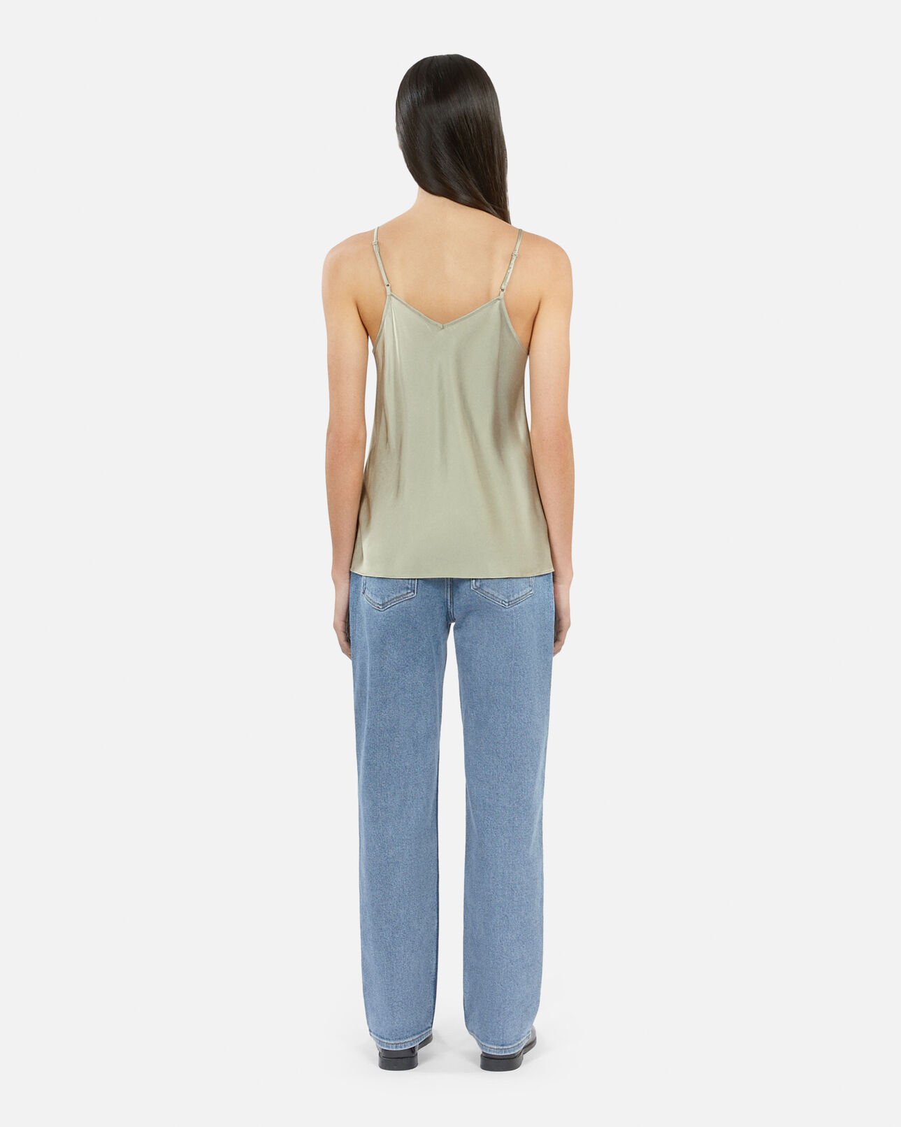 The Kooples WOMEN KAKI GREY light green camisole with lace