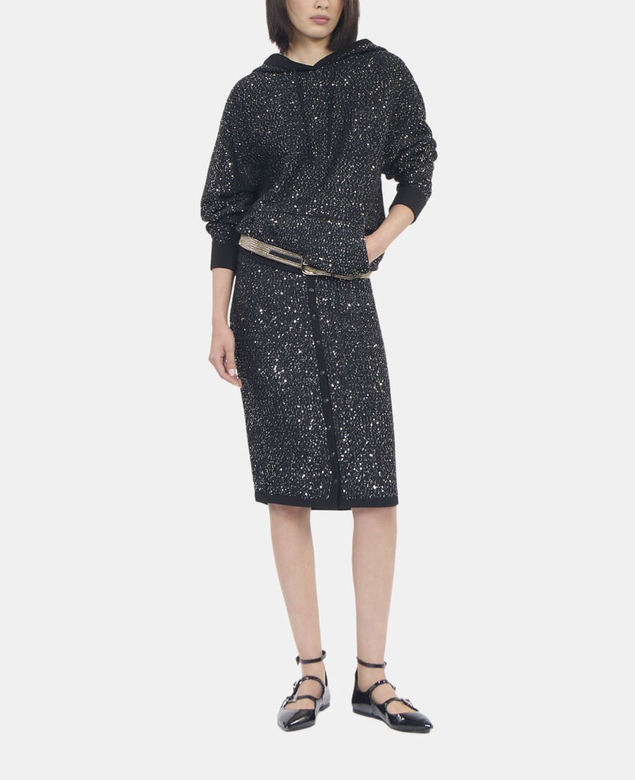 The Kooples WOMEN BLACK black knit sequin sweatshirt