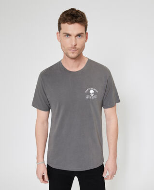 The Kooples HOMME GREY MELANGE t-shirt avec s&eacute;rigraphie skull gris