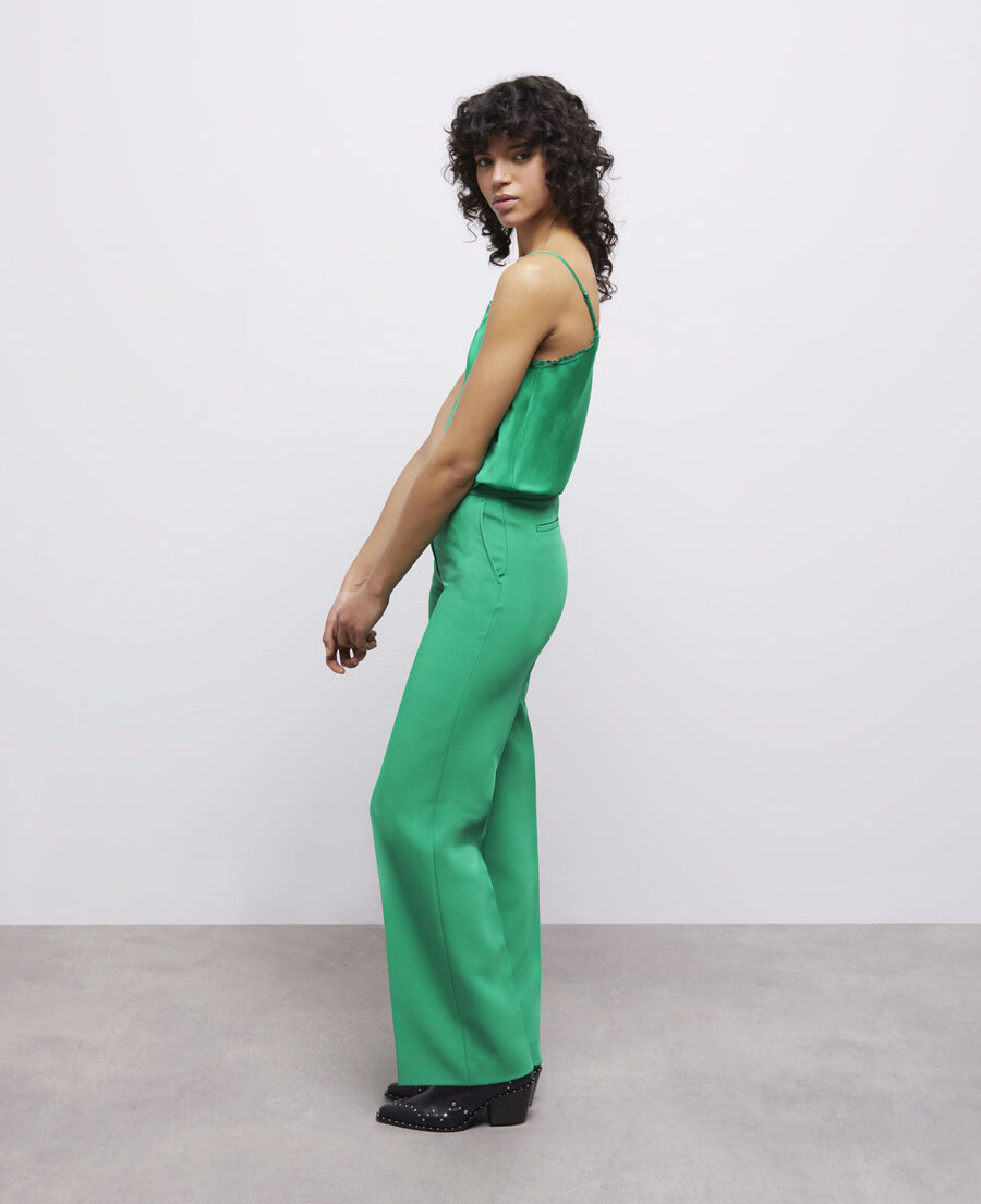 green crêpe suit pants
