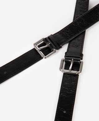 The Kooples WOMEN BLACK amelia bag strap in black cracked leather