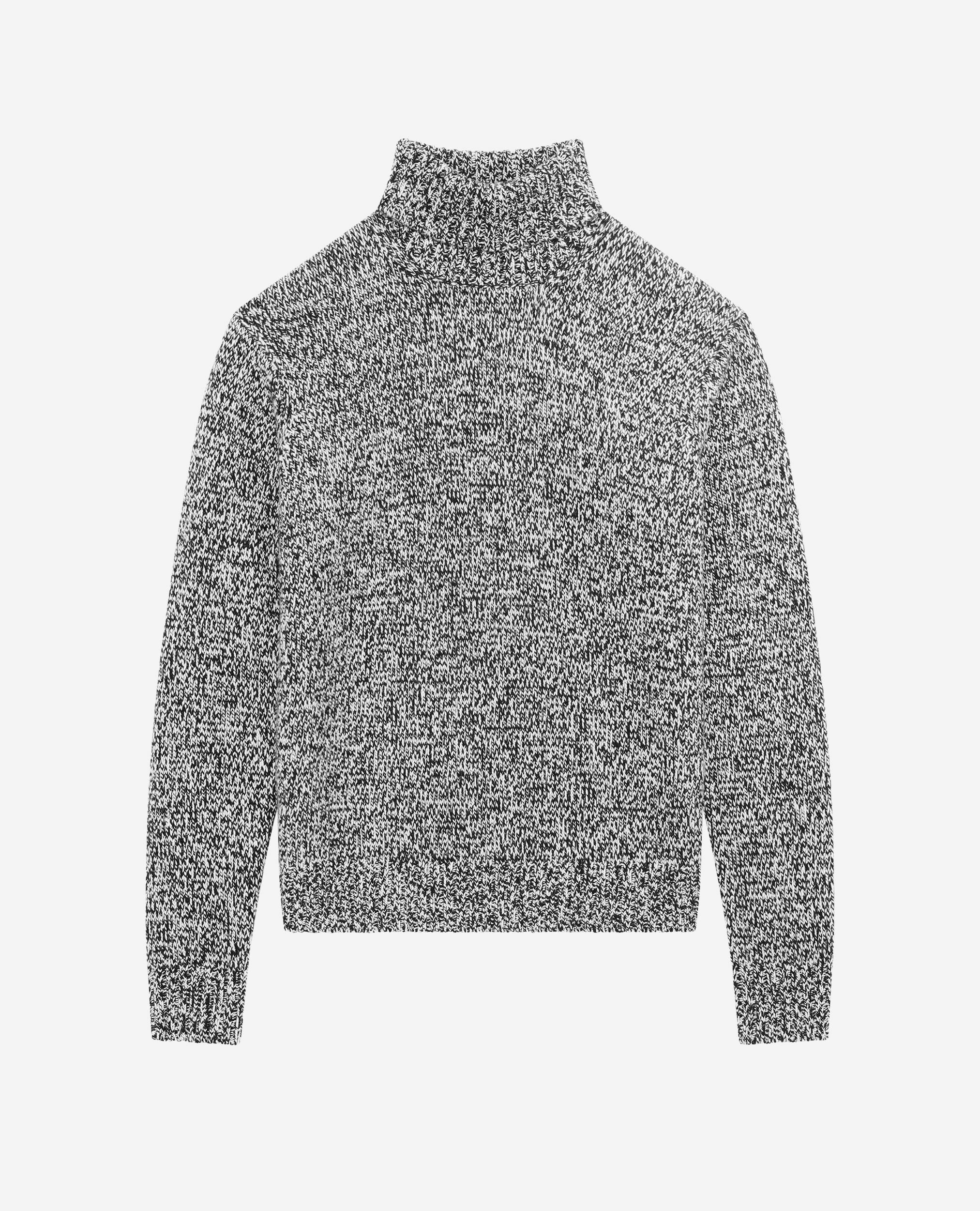 Mouliné-Rollkragenpullover in Schwarz und Weiß, BLACK WHITE, hi-res image number null