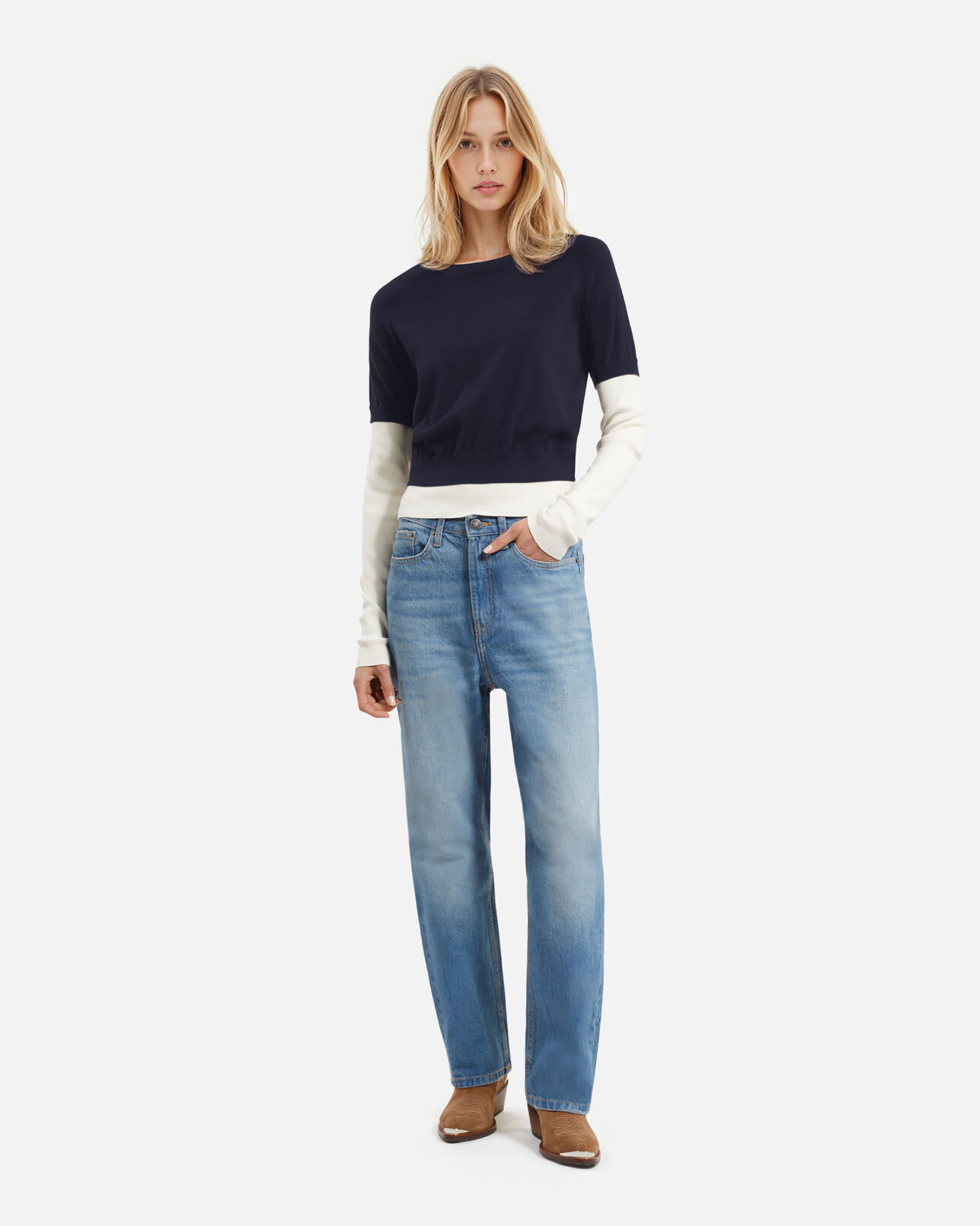 The Kooples WOMEN DARK NAVY-ECRU navy and ecru sweater