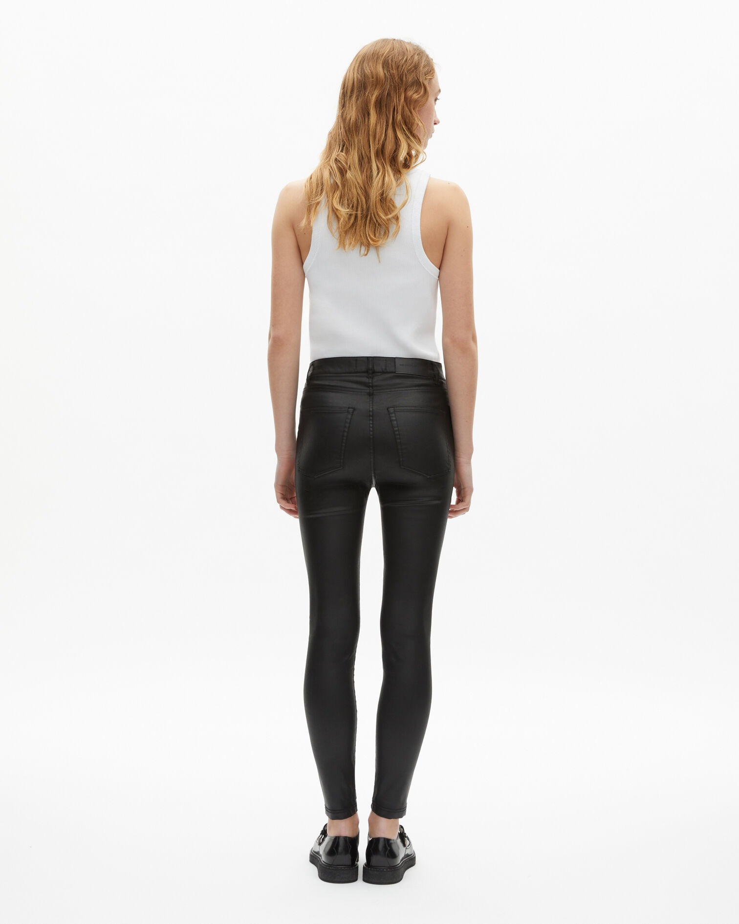 Black leather-effect slim jeans, BLACK, hi-res image number null