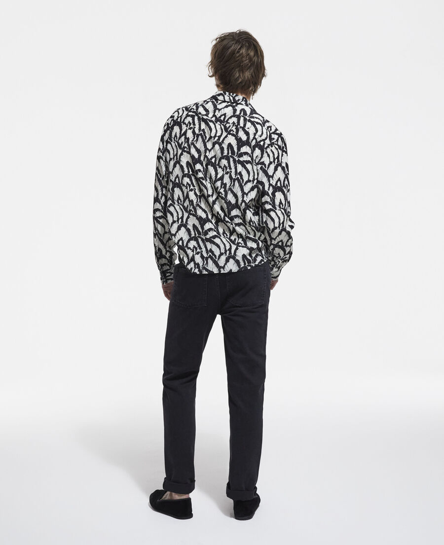 chemise col hawaïen en soie imprimée