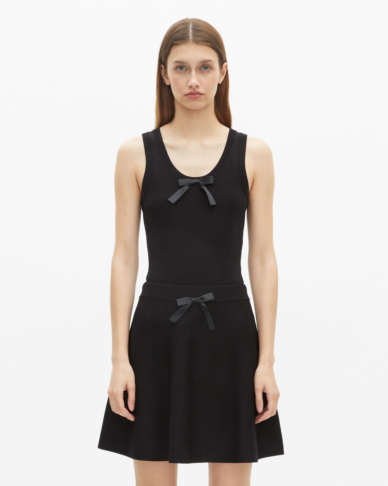 The Kooples DAMEN BLACK kurzer rock aus schwarzem strick
