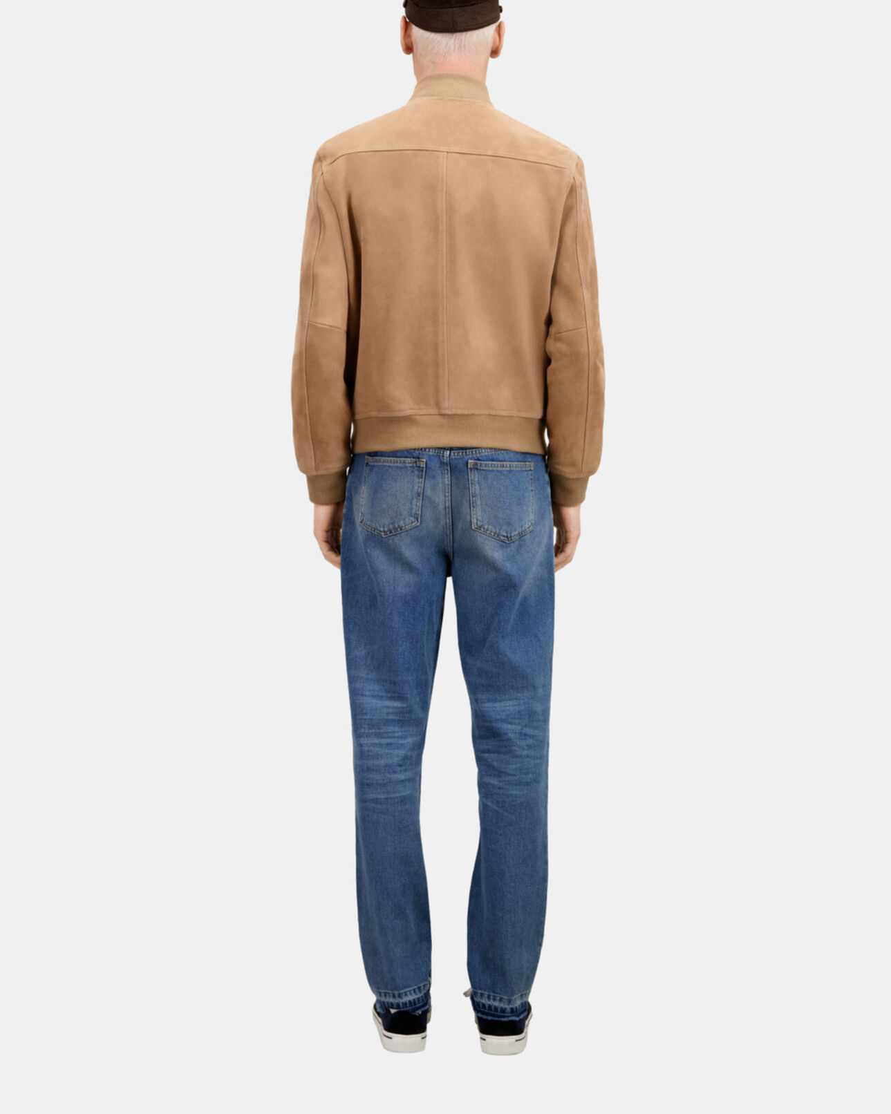 The Kooples HOMME BEIGE blouson avec zip en cuir suède beige